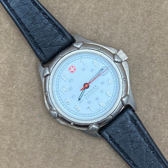 Vintage Swiss Made Wenger SAK Design Stainless Steel 12 and 24 hour Watch - Picture 3 of 6